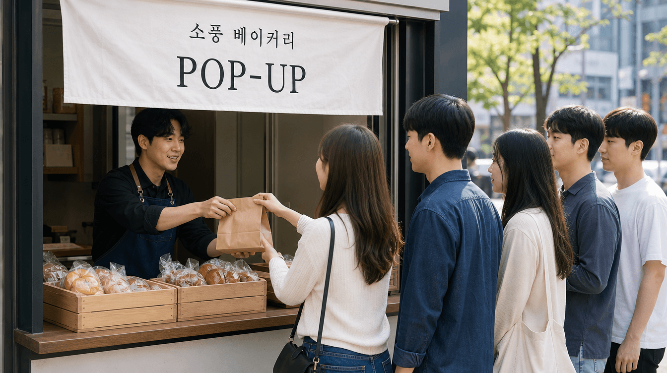 팝업 매장 앞에 줄 선 손님들