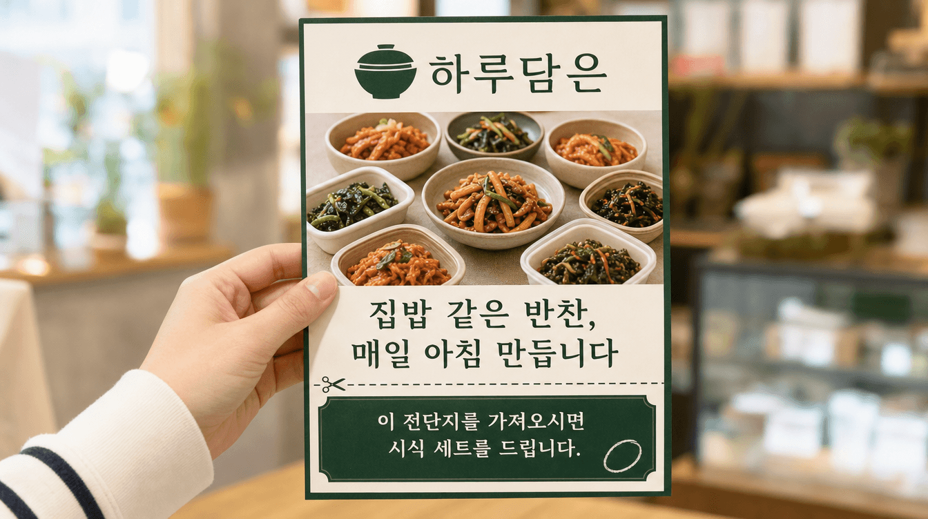 시식 쿠폰 칸이 붙은 가게 전단지