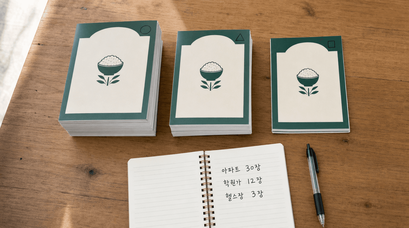표시별로 나눠 세어 놓은 회수 전단지
