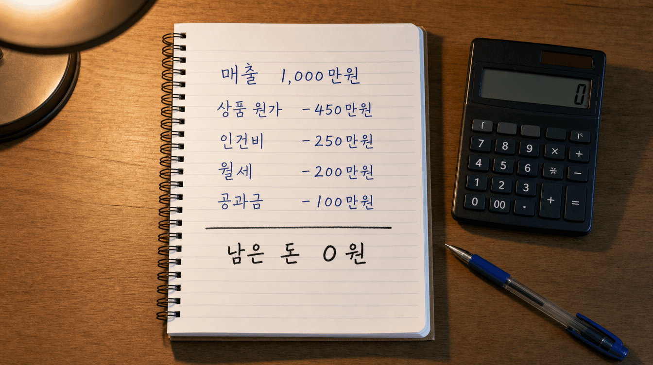 비용을 빼면 남는 돈이 없는 정산 노트