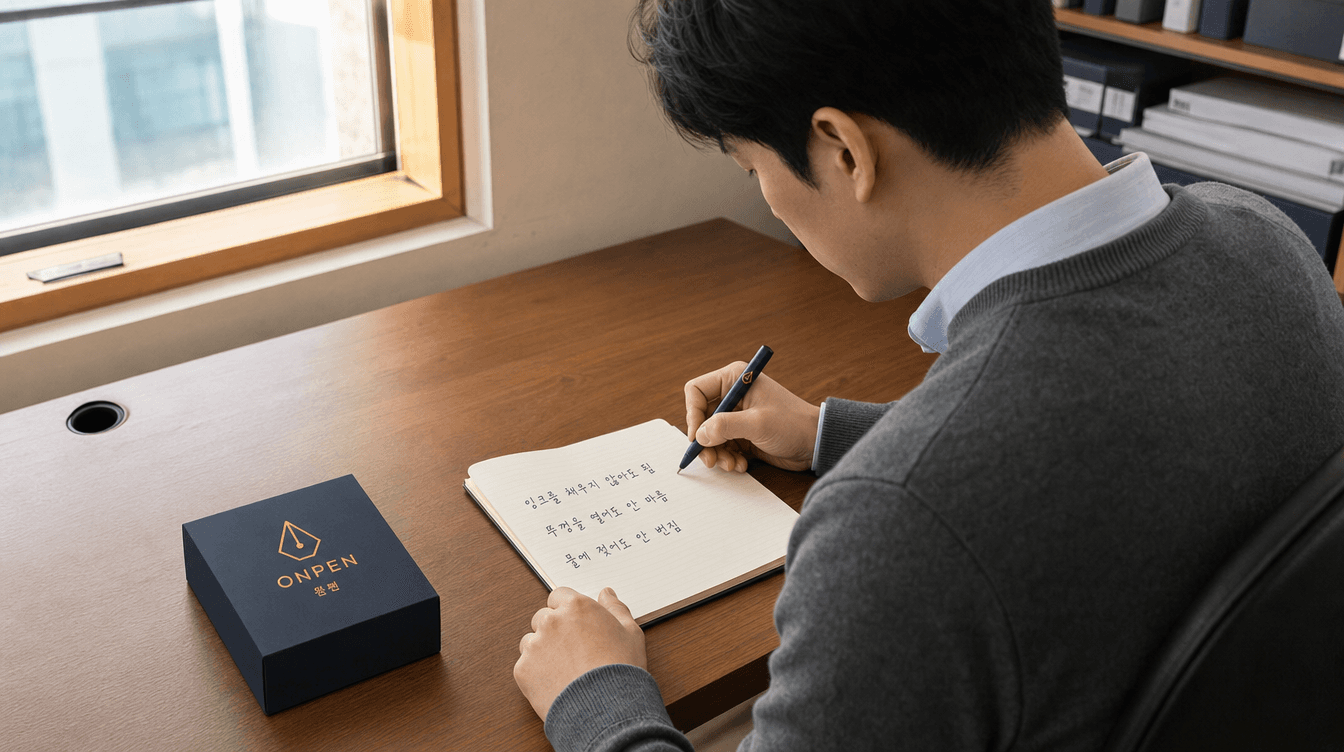 볼펜 기능을 노트에 적는 사장