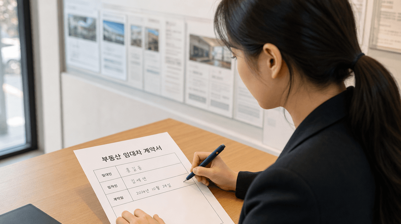 계약서를 작성하는 부동산 중개인