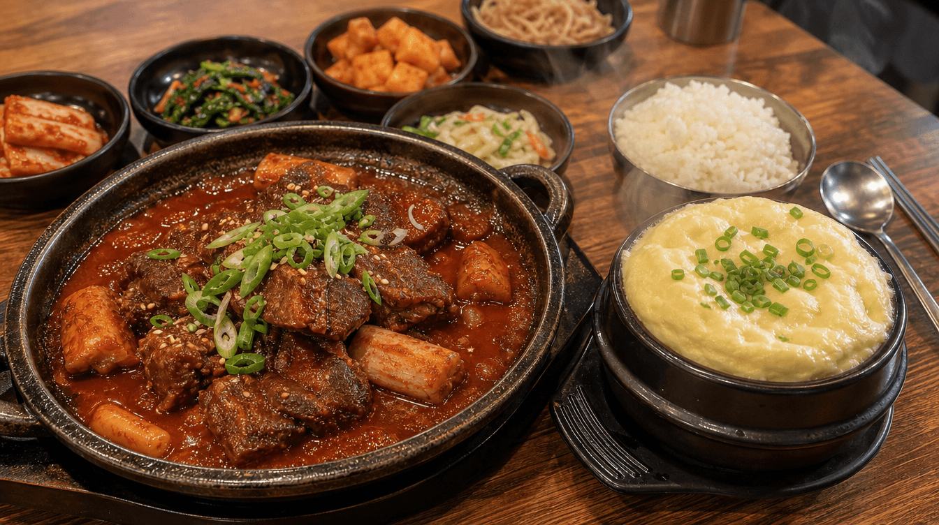 매운 갈비찜과 함께 나온 뚝배기 계란찜