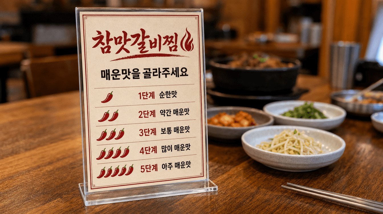 매운 갈비찜 매장의 매운맛 다섯 단계 주문판