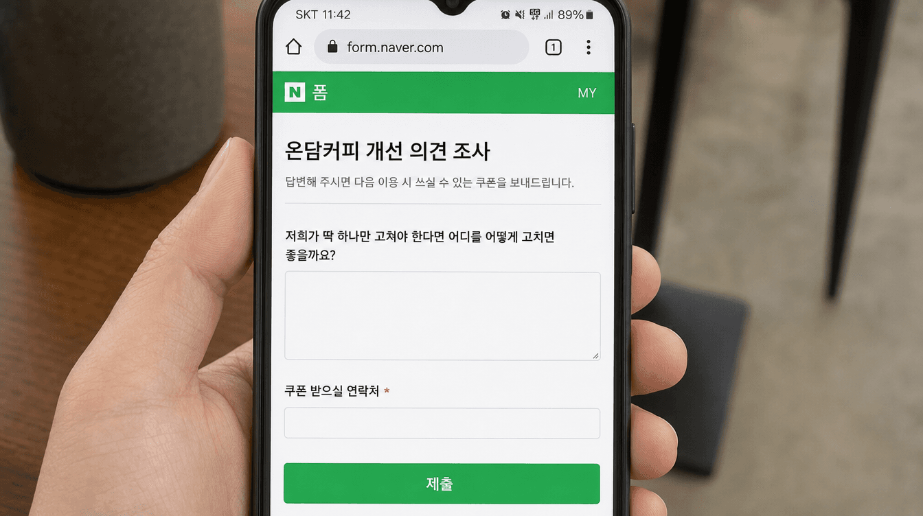 질문 하나짜리 개선 의견 설문지